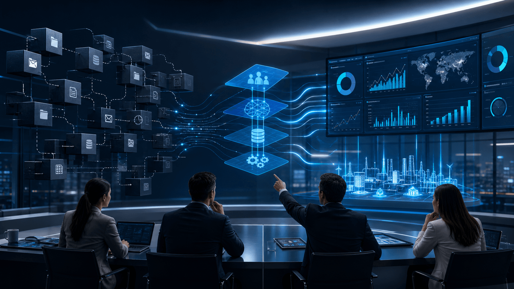 System integration and executive dashboard visual for digital transformation advisory