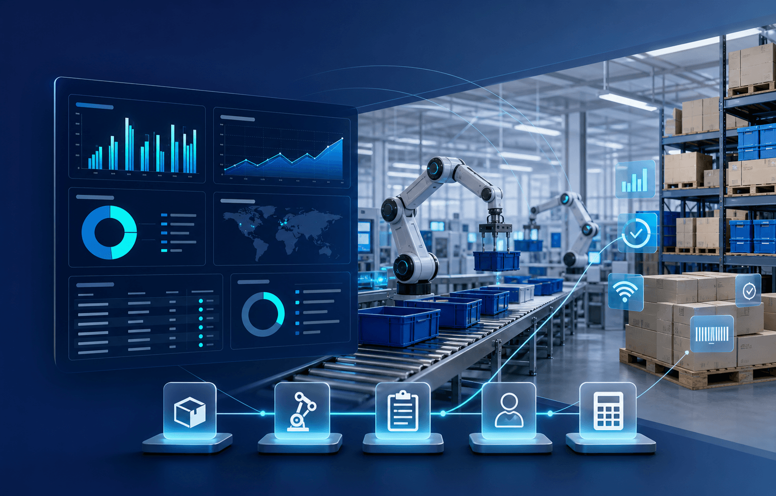 Inventory, production planning, field sales and accounting automation visual for manufacturing and SMBs