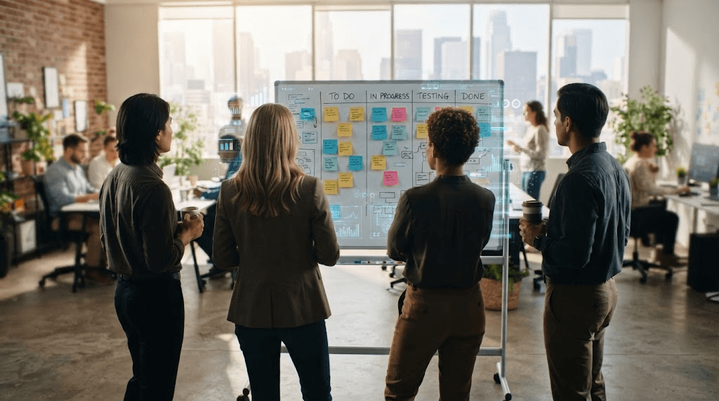 Role allocation, sprint board and delivery cadence for a dedicated software team
