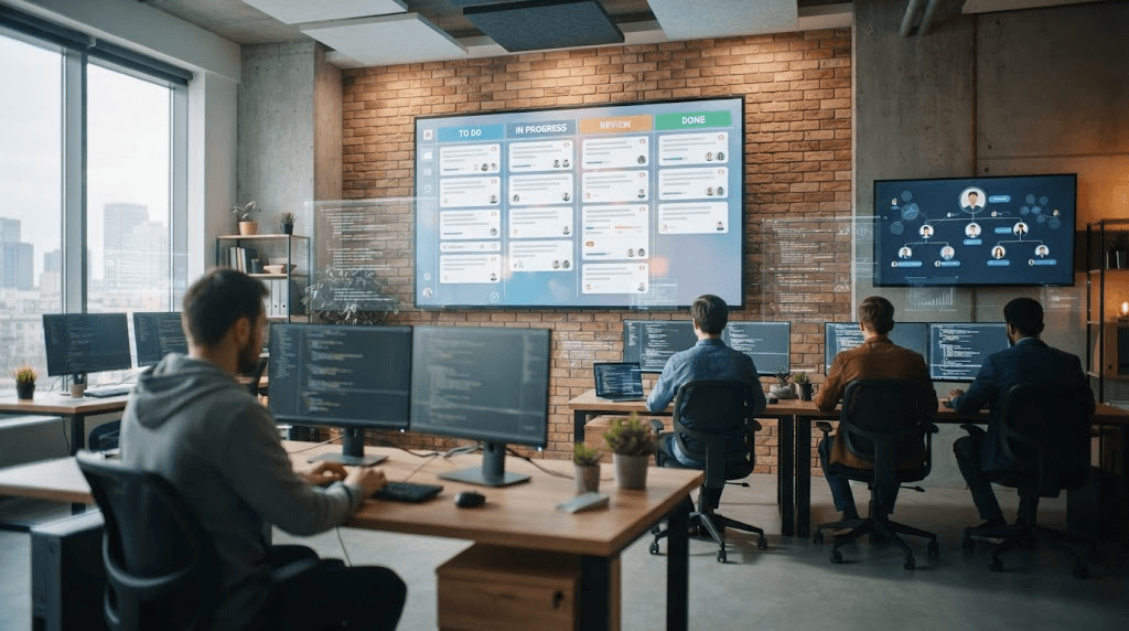 Role allocation, sprint board and delivery cadence for a dedicated software team
